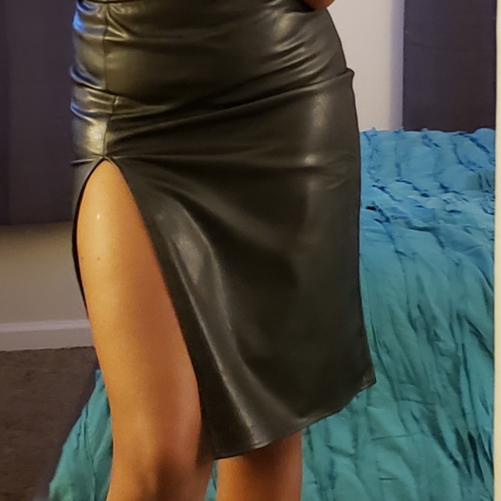 Faux Leather Black Skirt
